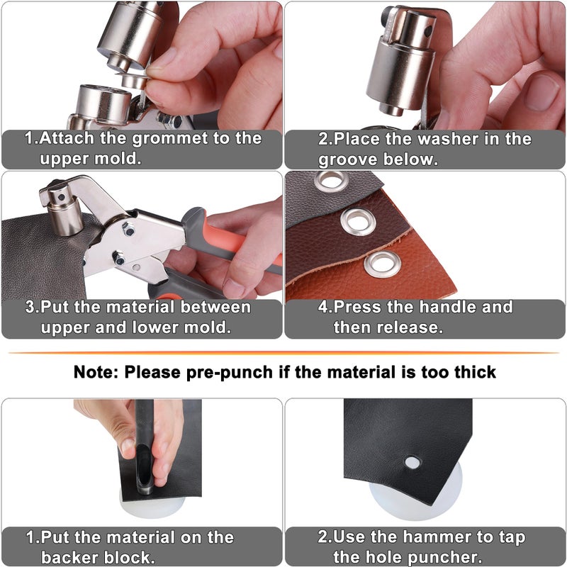 BIZOEPRO Heavy Duty Grommet Tool Kit, 500 pcs 3/8 Inch 10mm Grommets, Grommet Kit, Eyelet Tool, Press for Tarp, Fabric, Banner, Canvas, Leather, Tents, Vinyl, Punching Machine - Image 5